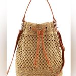 Tan Woven Straw Hollow Bucket Crossbody Bag Handbag Tan Photo 10