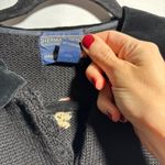 Herman Geist VTG Black Floral Embroidered Cardigan Sweater Dark Cottage Peter Pan Collar M Photo 3