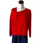 Adyson Parker NWT  Candy Red Asymmetric Neckline Super Soft Sweater Medium Photo 2