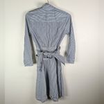 J.Crew  Blue White Stripe Shirt Dress Tie Waist Cotton Photo 3
