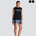 Balmain Belmain Paris Eco Designed Cotton T-Shirt w Logo Print in Yellow Photo 1