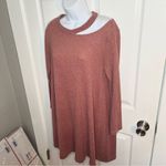 Cotton Emporium Ripped Neck Sweater Dress Cutout Swing Knit Mocha Pink M Photo 6