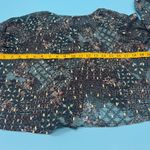 Haver London Women's Sheer Crop Top Blue Patterned with Gold Fleck Size Large Black Photo 7