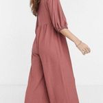 ASOS  Women's Textured Smock Jumpsuit Pink Mauve Size 4 Short Sleeve Photo 1
