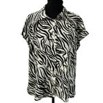 Rose + Olive  Black & White Zebra Print Button Down Shirt(Size Large) Photo 2