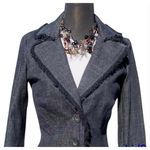Cache Black Denim Top Jacket Eyelash Trim Stretch Front Button New $168 NWT Photo 2