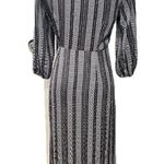 VERO MODA  Navy Printed 3/4 Sleeve Surplice Neckline Tie Wrap Dress Medium Photo 3