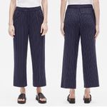 Eileen Fisher NEW  Navy Blue white Pinstripe Wide Leg Crop Trouser Pant Size XL Photo 3