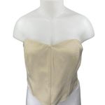 Boohoo Beige Sleeveless Strapless Zipper Cami Bandeau Corset Crop Tank Top 16 Photo 0
