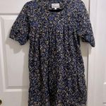 Current/Elliott Blue and Yellow Floral The Raglan Tee Mini Dress Oversized XS Photo 2