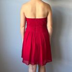 David's Bridal Red Short Strapless Chiffon Cocktail Bridesmaid Dress Size 6 Photo 4