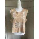 VICI NWT Lennon Eyelet Linen Blend Embroidered Sleeveless Blouse Tan XL Photo 5