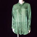 Vince Camuto  Green Iridescent Button Down Long Sleeve Tie Front Shirt (M) Photo 4