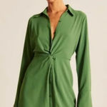 Abercrombie & Fitch  Green Long-sleeve Twist-front Shirt Dress Size XS Photo 0