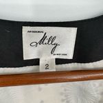 Milly  100% silk cream & black trim starburst 3/4 sleeve dress elegant size 2 Photo 9