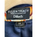 Ellen Tracy 14 Blue Floral Open Front Blazer Jacket Tapestry HIDDEN FLAW READ Photo 7