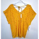 Sunshine 79 Womens Crochet Oversize Yellow Top V Photo 1