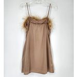 Charmed Hearts Tan Feather Trim Slip Dress Beige Women’s Size: M Photo 4