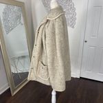 Cream Tan Chunky Button Up Teddy Shearling Fuzzy Norwegian Long Coat M / L Size L Photo 2