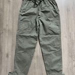 ZARA  Basic Green Baggy Paper Bag Pleated Bow-Tie Leg Cotton Pants Women Sz4/W28 Photo 5