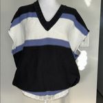 We The Free  Free People Tommi Striped Sweater Vest Black White Purple M Photo 4