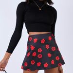 Princess Polly Black and Red Floral Skirt Photo 0