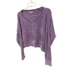 SO Purple Chenille V Neck Cropped Sweater Women's XL Ribbed Texture Photo 1