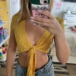 Bershka Yellow Tie Crop Top  Photo 2