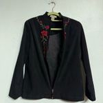 Notations  Black Velour Floral Embroidered Jacket Sz PM Photo 2