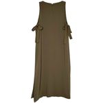 Theory  Natia Modern Crepe Midi Dress Women's Olive Green Size 8 Photo 3