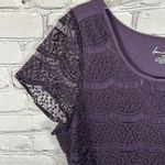 Lane Bryant  Shirt Top Lace Overlay Stretch Knit Jersey Crochet Purple 14/16 Photo 3