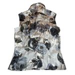 Piazza Sempione Size 2 Sleeveless Silk Button Up Vest Gray Rosette Floral Print Photo 3