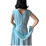 American Vintage 60-70’s  sleeveless formal blue dress, chiffon scarf size medium Photo 5