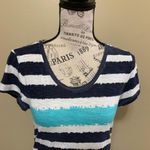 Style & Co Sport White & Blue Stripe Top Photo 4