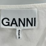 Ganni  Womens White V Neck Wrap Top Three Quarter Puff Sleeve Size Small Photo 3