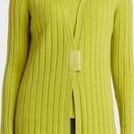Lafayette 148  cashmere ribbed magnet close cardigan sweater green sz L Photo 0