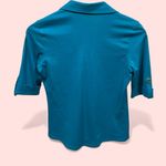 Style & Co Cute aquamarine lightweight roll sleeve pockets button front cotton top soft Photo 3