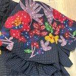 Umgee Shirt Women Small Blue Boho Puffy Ruffle Embroidered Floral Resort Travel Photo 6