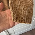 August Silk Metallic Open Front Cardigan M Evening Camel Gold Coastal Grandma Photo 4