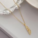 925 Sterling Silver Gold Diamond Leaf Necklace Pendant, 18k Gold Plated Photo 7
