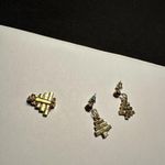 Rhinestone Christmas Tree Pierced Earrings & Brooch Pin Matching Set Gold Tone Photo 4