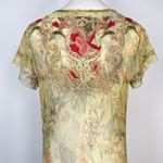 Johnny Was NWOT Arisoe Floral Mesh Embroidered Maxi Dress Green Orange Size S Photo 3