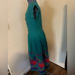 Girasol Mexico Vintage Rare True 1960s 1970s Patchwork Bold Folk art Dress EUC Green Photo 5