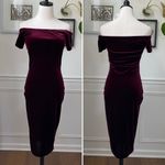 Windsor  Lustrous Velvet Dress Deep Red Off Shoulder M Photo 2