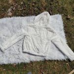 Ambiance Outerwear Size Small S White Faux Fur Cropped Zipper Jacket Hoodie Photo 9