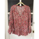 Old Navy  The Tunic Shirt Long Sleeve Top Salmon Floral Boho Flowy Career XL Photo 6