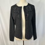 Cynthia Rowley Merino Wool Cardigan Gray Beaded Embellished Sweater Women Small Photo 5