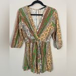 ZARA Short Printed V-Neck Linen Blend Back Slit Jumper Floral Vacation Photo 3