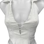 Princess Polly  White Striped Sleeveless Collar Cami Crop Blouse Tank Top Size 4 Photo 2