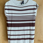 Max Mara  Weekend Short Sleeve Women's‎ Stripe Top Brown Cream US Small Photo 0